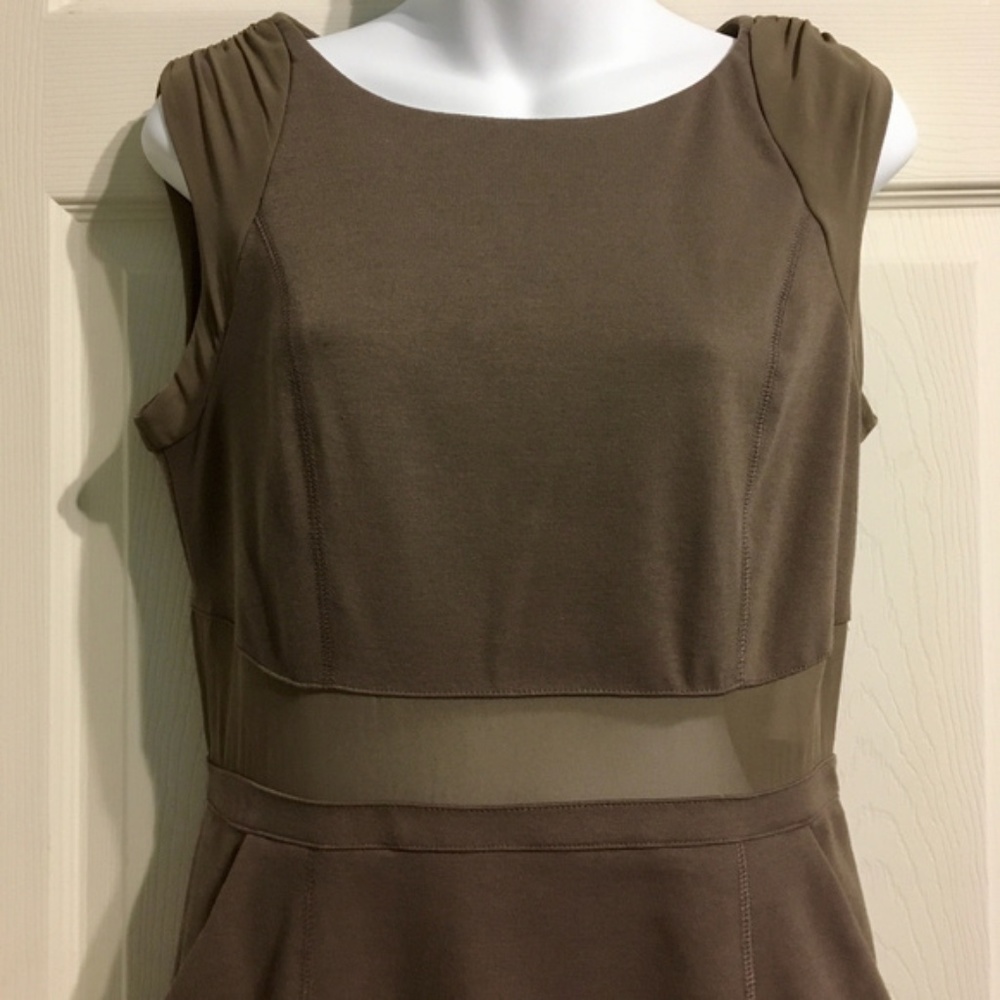 π₯π BCBG Beige Sheath Dress w Mesh Detailing β¨ - Picture 2 of 7